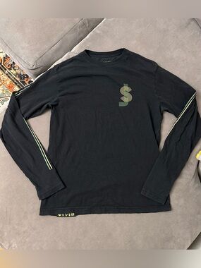 Shake Junt Breast Logo Long Sleeve Shirt Men's Medium Black Skateboarding Grunge